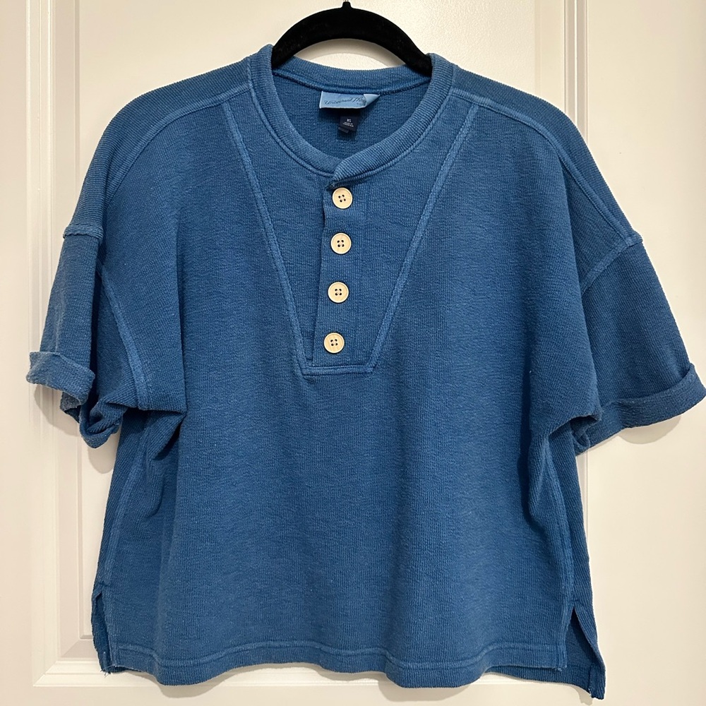 Blue Button-Up Top